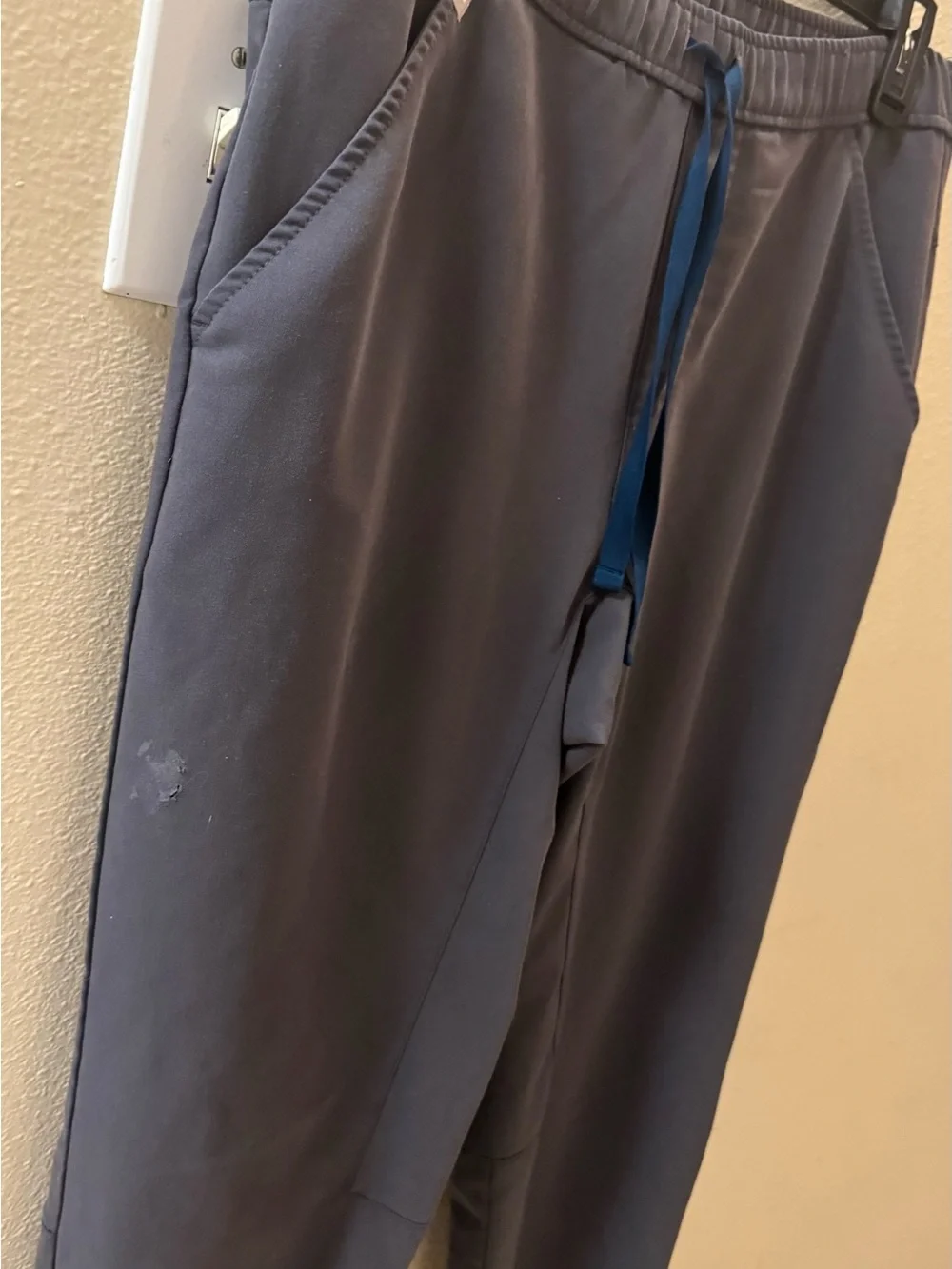 Figs Men's Dark Gray Jogger Pants with Blue Drawstring
